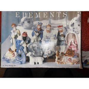 VTG Classic Elements 11 Piece Nativity Set Porcelain Christmas Decor NIB